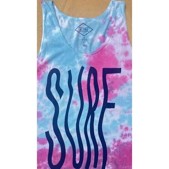 Altru Men's Cotton Tie Dye Sleeveless Surf Tank Shirt L XL - Picture 4 of 16